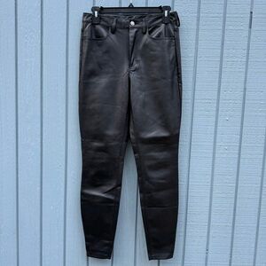 Free People for Urban Outfitters Black Faux Vegan Leather Skinny Pants S…